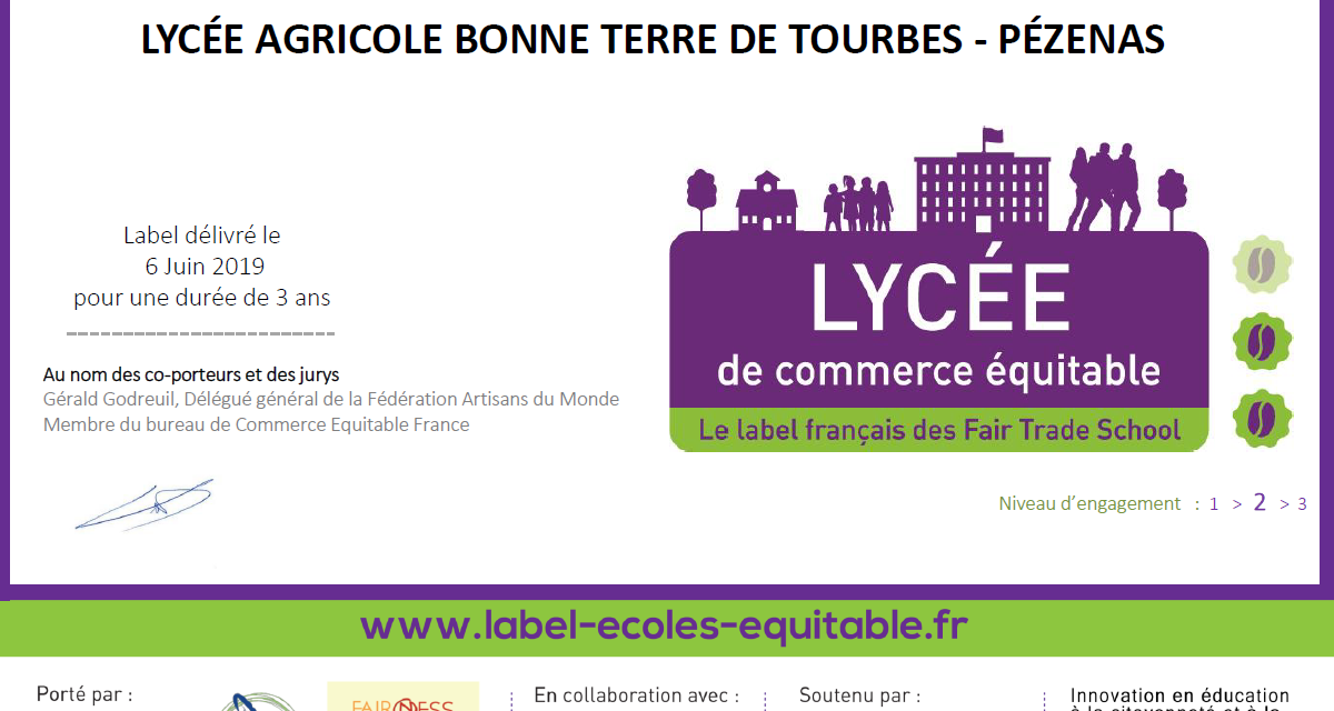 Label « Commerce équitable » pour le lycée Bonne Terre !!