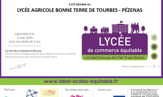 Label « Commerce équitable » pour le lycée Bonne Terre !!